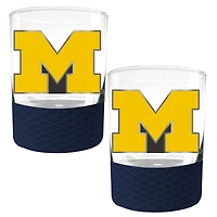 Michigan Wolverines 2-Pack 14oz. Rocks Glass Set with Silcone Grip
