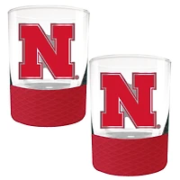 Nebraska Huskers 2-Pack 14oz. Rocks Glass Set with Silcone Grip