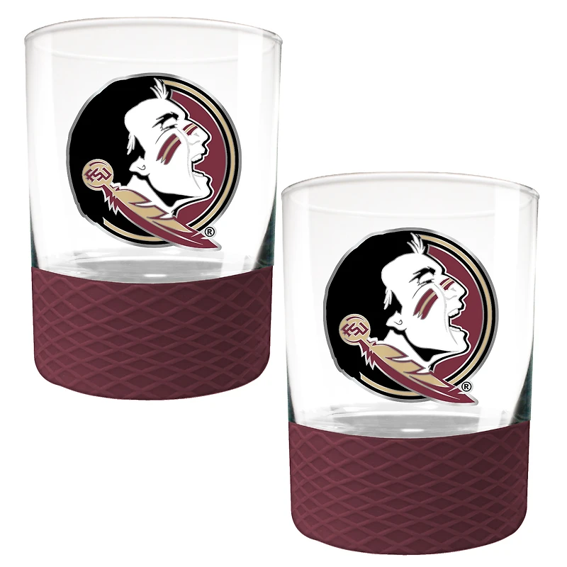 Florida State Seminoles 2-Pack 14oz. Rocks Glass Set with Silcone Grip