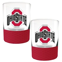 Ohio State Buckeyes 2-Pack 14oz. Rocks Glass Set with Silcone Grip