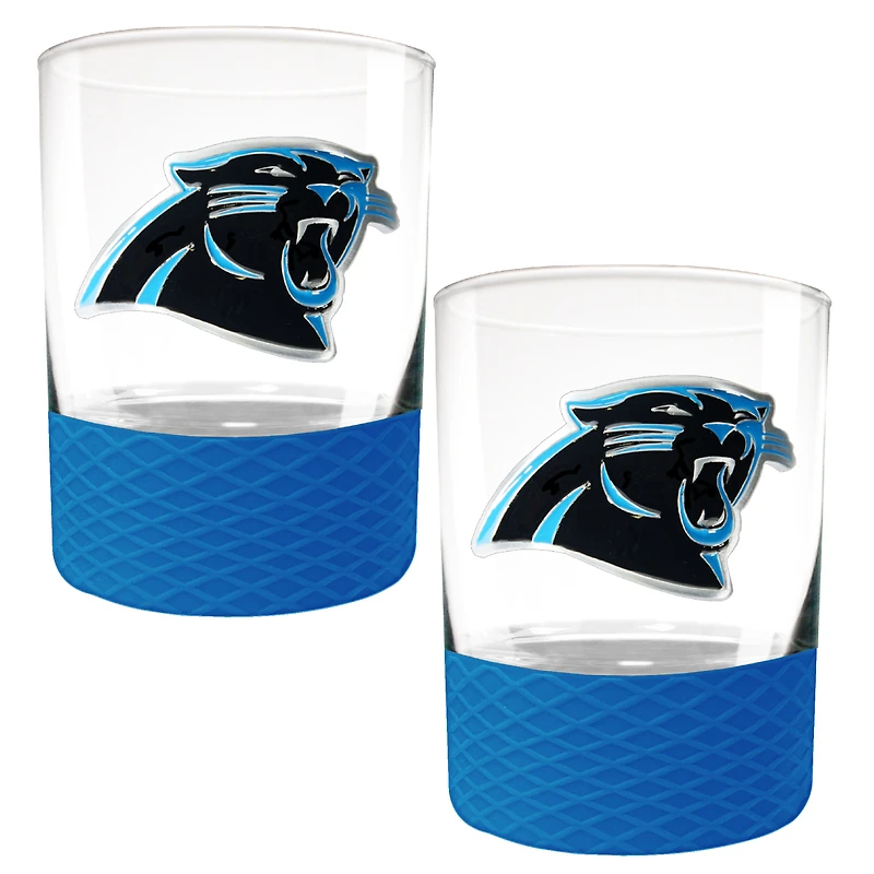Carolina Panthers 2-Pack 14oz. Rocks Glass Set with Silcone Grip