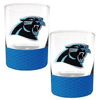 Carolina Panthers 2-Pack 14oz. Rocks Glass Set with Silcone Grip