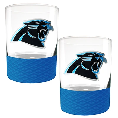 Carolina Panthers 2-Pack 14oz. Rocks Glass Set with Silcone Grip