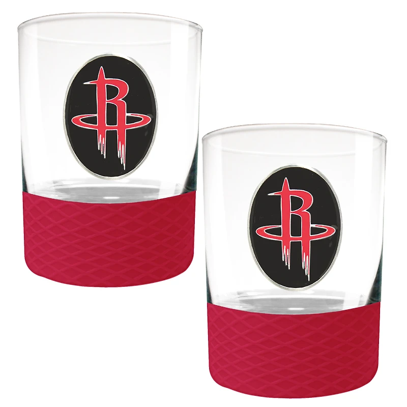 Houston Rockets 2-Pack 14oz. Rocks Glass Set with Silcone Grip