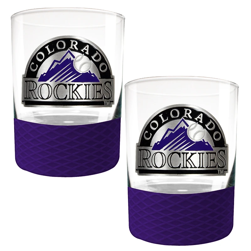 Colorado Rockies 2-Pack 14oz. Rocks Glass Set with Silcone Grip