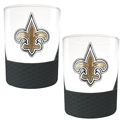 New Orleans Saints 2-Pack 14oz. Rocks Glass Set with Silcone Grip