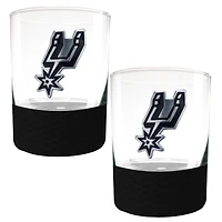 San Antonio Spurs 2-Pack 14oz. Rocks Glass Set with Silcone Grip