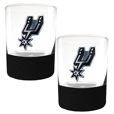 San Antonio Spurs 2-Pack 14oz. Rocks Glass Set with Silcone Grip