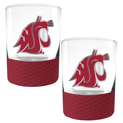 Washington State Cougars 2-Pack 14oz. Rocks Glass Set with Silcone Grip