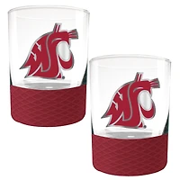 Washington State Cougars 2-Pack 14oz. Rocks Glass Set with Silcone Grip