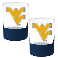 West Virginia Mountaineers 2-Pack 14oz. Rocks Glass Set with Silcone Grip