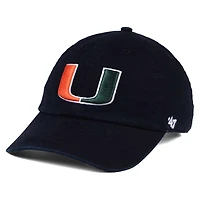 Men's '47 Black Miami Hurricanes Clean Up Adjustable Hat