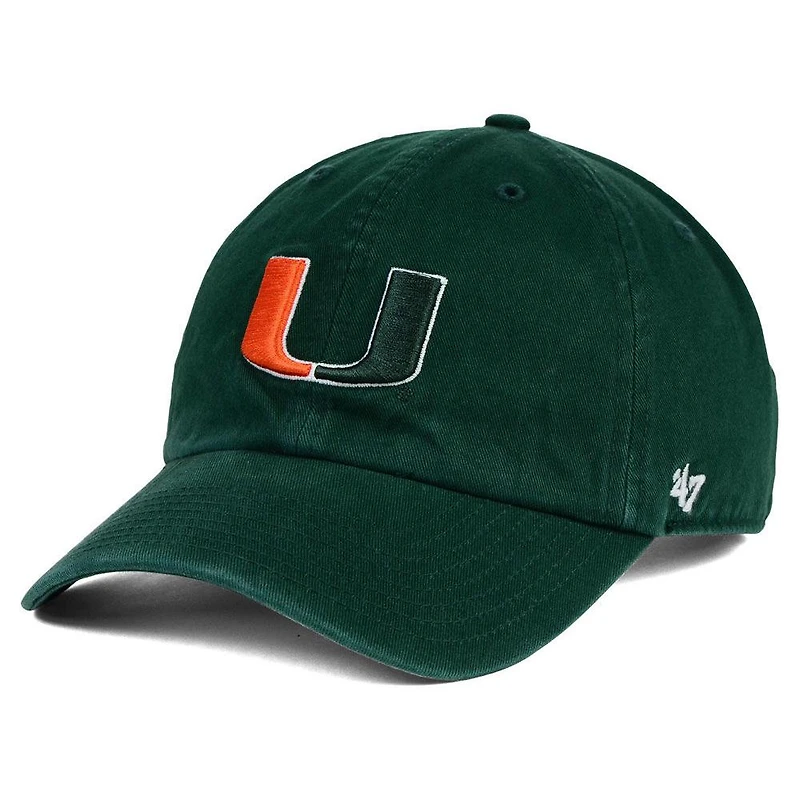 Men's '47 Green Miami Hurricanes Clean Up Adjustable Hat
