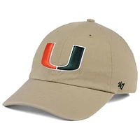 Men's '47 Khaki Miami Hurricanes Clean Up Adjustable Hat