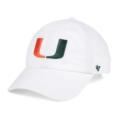 Men's '47 White Miami Hurricanes Clean Up Adjustable Hat