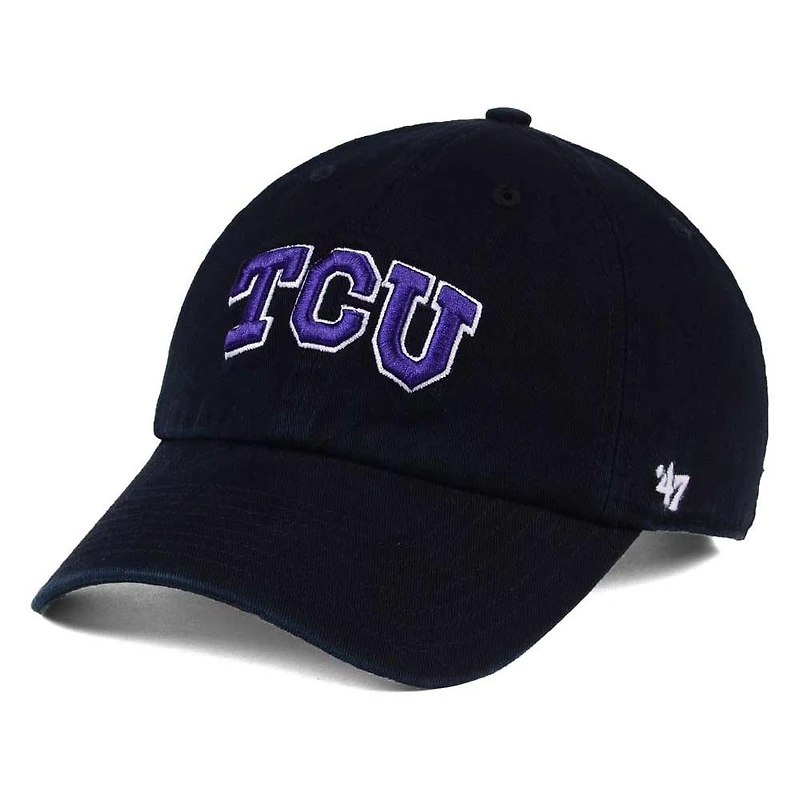 Men's '47 Black TCU Horned Frogs Clean Up Adjustable Hat
