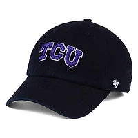 Men's '47 Black TCU Horned Frogs Clean Up Adjustable Hat