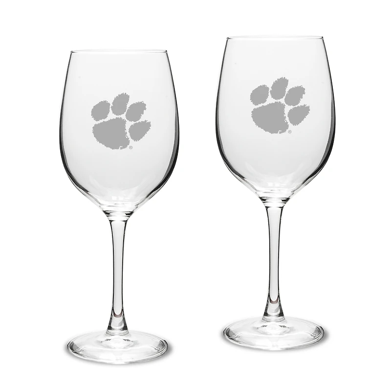Clemson Tigers 2-Piece 16oz. White Wine Glasses Set