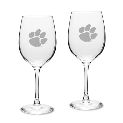 Clemson Tigers 2-Piece 16oz. White Wine Glasses Set