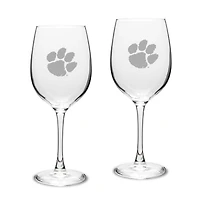 Clemson Tigers 2-Piece 16oz. White Wine Glasses Set