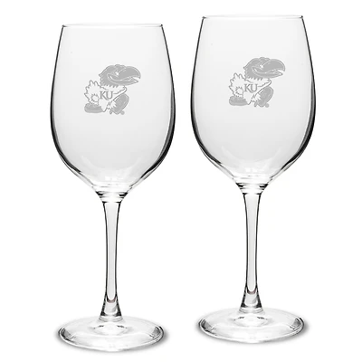 Kansas Jayhawks 2-Piece 16oz. White Wine Glasses Set