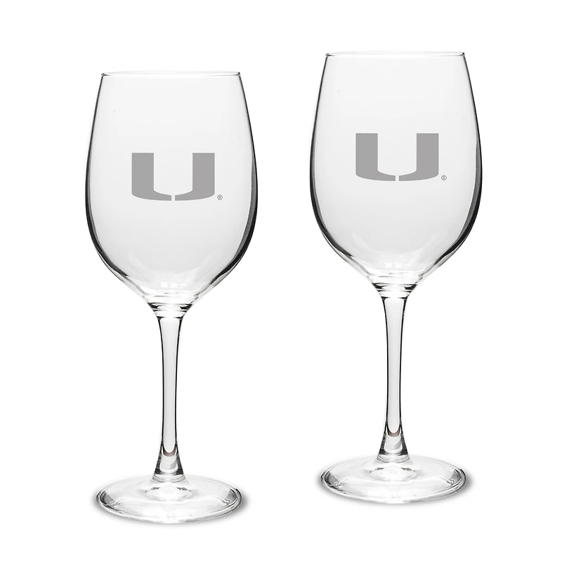 Miami Hurricanes 2-Piece 16oz. White Wine Glasses Set