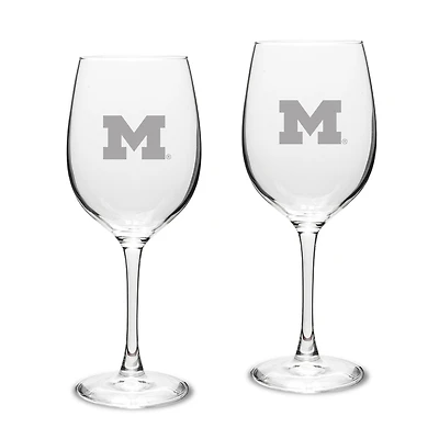 Michigan Wolverines 2-Piece 16oz. White Wine Glasses Set