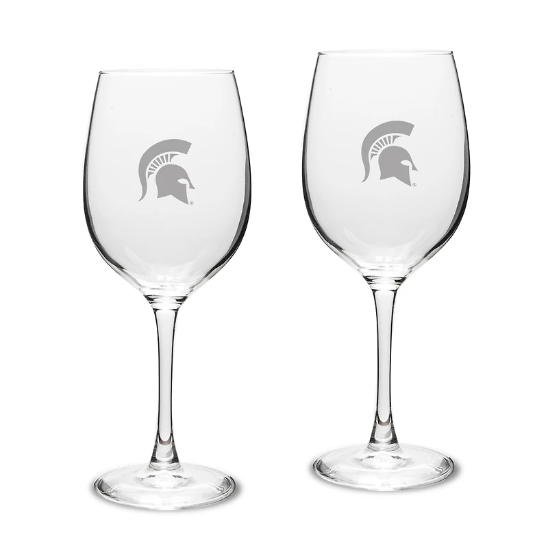 Michigan State Spartans 2-Piece 16oz. White Wine Glasses Set