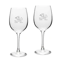 Notre Dame Fighting Irish Mascot 2-Piece 16oz. White Wine Glasses Set