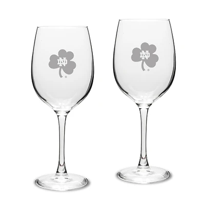 Notre Dame Fighting Irish Shamrock 2-Piece 16oz. White Wine Glasses Set