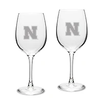 Nebraska Huskers 2-Piece 16oz. White Wine Glasses Set