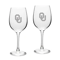 Oklahoma Sooners 2-Piece 16oz. White Wine Glasses Set