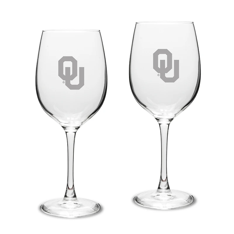 Oklahoma Sooners 2-Piece 16oz. White Wine Glasses Set