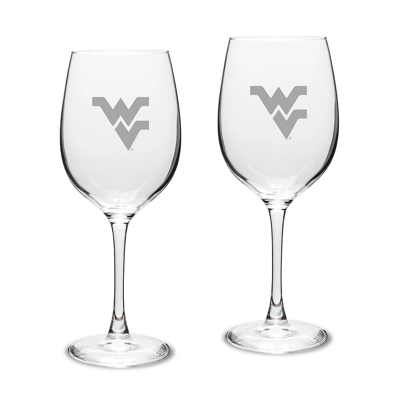 West Virginia Mountaineers 2-Piece 16oz. White Wine Glasses Set