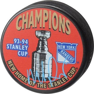 Mike Richter New York Rangers Autographed 1994 Stanley Cup Champions Logo Hockey Puck