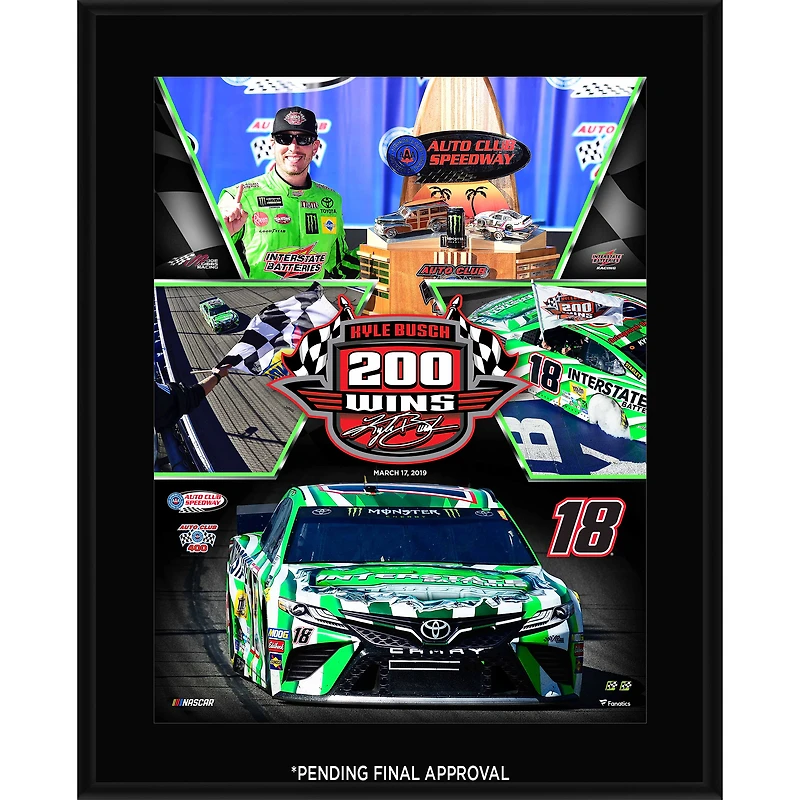 Kyle Busch 10.5" x 13" 200 Career Wins Sublimated Plaque
