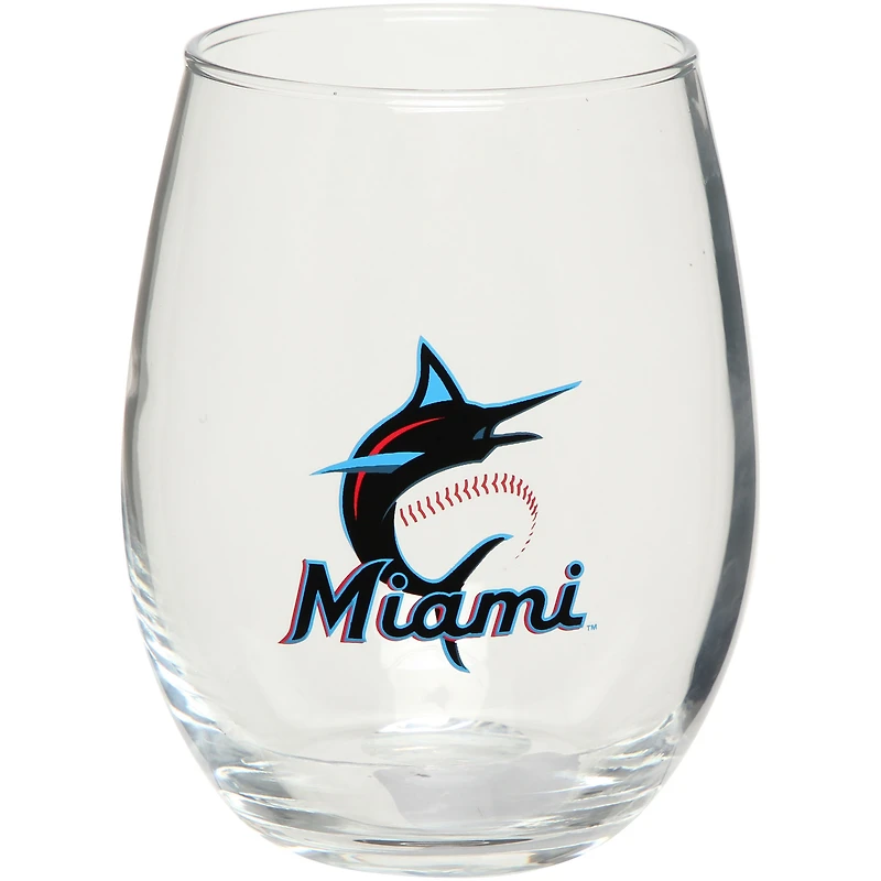 Miami Marlins 15oz. Team Logo Stemless Wine Glass