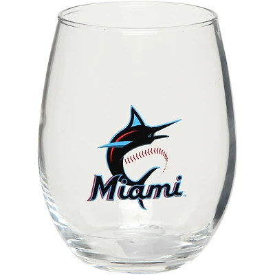 Miami Marlins 15oz. Team Logo Stemless Wine Glass
