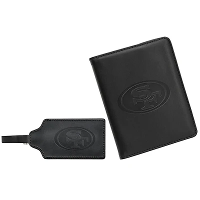 MOJO Black San Francisco 49ers Leather Luggage Tag & Passport Holder Set