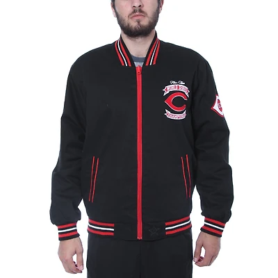 Men's JH Design Black Cincinnati Reds Embroidered Logo Commemorative Twill Full-Zip Jacket