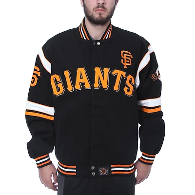 Men's JH Design Black San Francisco Giants Embroidered Logo Twill Full-Snap Jacket