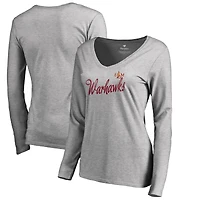 Women's Heathered Gray ULM Warhawks Dora Long Sleeve V-Neck T-Shirt