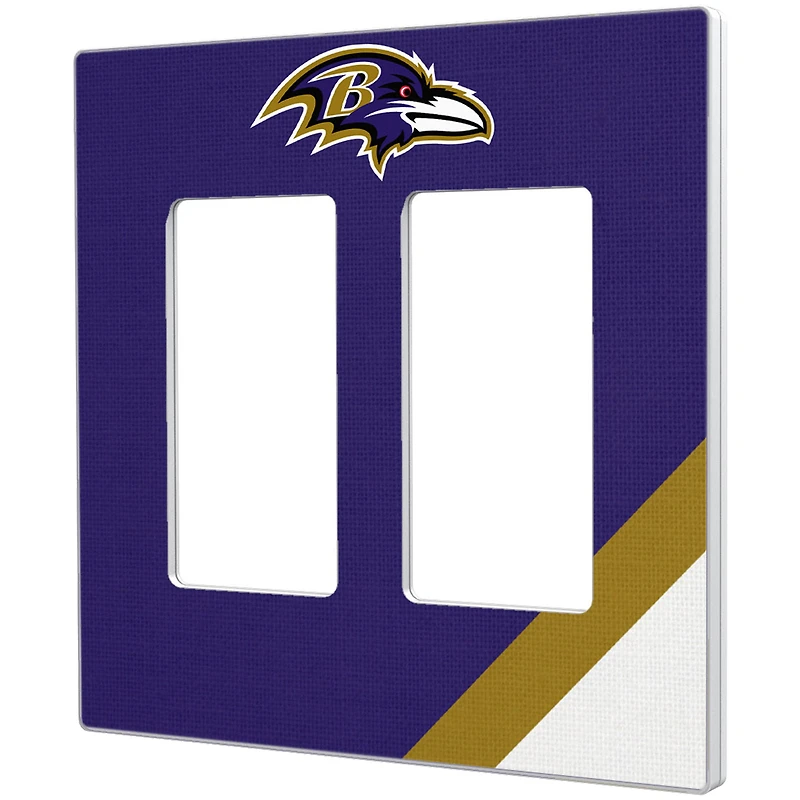 Baltimore Ravens Diagonal Stripe Double Rocker Light Switch Plate