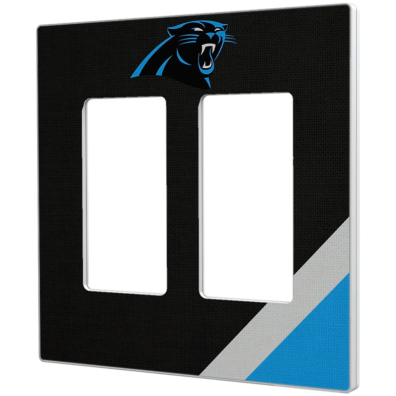Carolina Panthers Diagonal Stripe Double Rocker Light Switch Plate