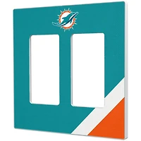 Miami Dolphins Diagonal Stripe Double Rocker Light Switch Plate