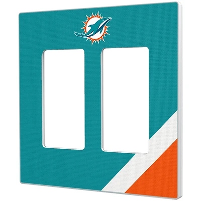Miami Dolphins Diagonal Stripe Double Rocker Light Switch Plate