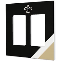 New Orleans Saints Diagonal Stripe Double Rocker Light Switch Plate