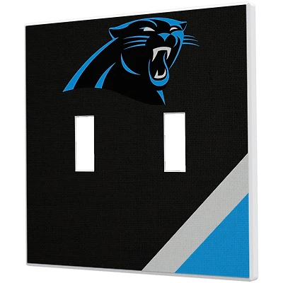 Carolina Panthers Diagonal Stripe Double Toggle Light Switch Plate
