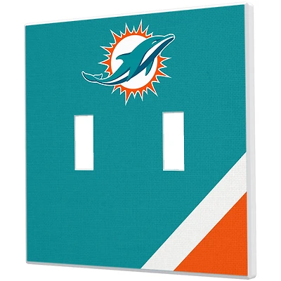 Miami Dolphins Diagonal Stripe Double Toggle Light Switch Plate