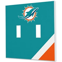 Miami Dolphins Diagonal Stripe Double Toggle Light Switch Plate